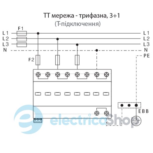 Обмежувач перенапруги тип I+II, ETITEC T WENT 320/25 (3+1, 8p, TT) ETI 2440369