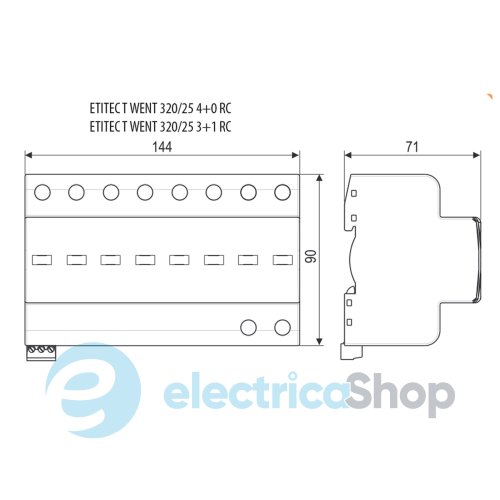 Обмежувач перенапруги тип I+II, ETITEC T WENT 320/25 (3+1, 8p, TT) ETI 2440369
