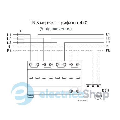 Обмежувач перенапруги тип I+II, ETITEC T WENT 320/25 (4+0, 8p, TNC-S) ETI 2440370