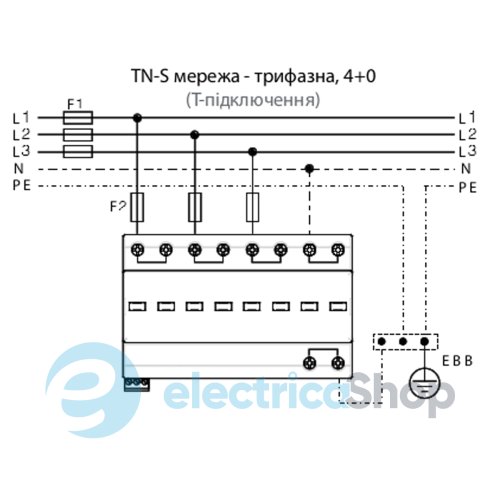 Обмежувач перенапруги тип I+II, ETITEC T WENT 320/25 (4+0, 8p, TNC-S) ETI 2440370