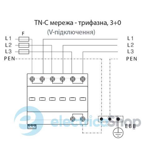 Ограничитель перенапряжения тип I+II, ETITEC T WENT 320/25 (3+0, 6p, TNC) RC ETI 2440373