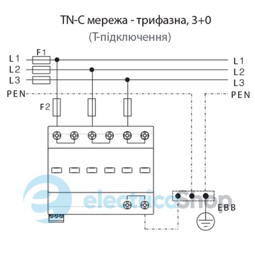 Ограничитель перенапряжения тип I+II, ETITEC T WENT 320/25 (3+0, 6p, TNC) RC ETI 2440373