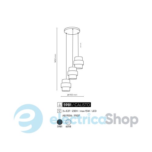 Подвесной светильник TK-Lighting CALISTO BLACK 3 5981