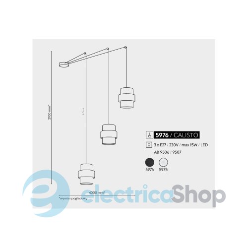 Подвесной светильник TK-Lighting CALISTO BLACK 3 5976