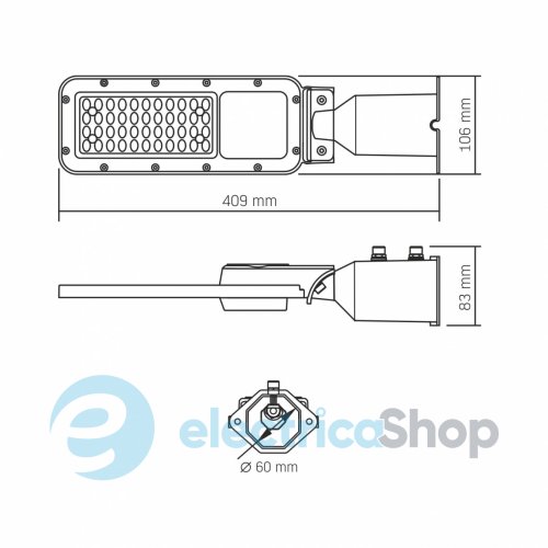 Вуличний ліхтар консольний VIDEX IP65 SLE17 30W 3300Lm 5000K VL-SLE17-0305 (27957)