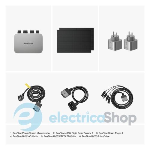 Комплект EcoFlow PowerStream – микроинвертор 600W + солнечные панели 2х400