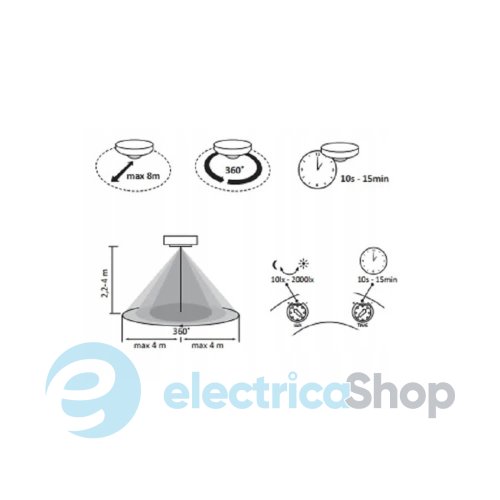 Датчик движения ES-M15B Goldlux 318756 Led IP20 Wh