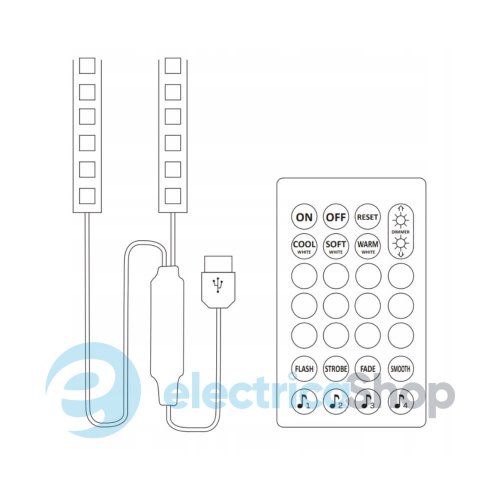 Світлодіодна стрічка для підсвічування телевізора Led RGB 2x8W 3000K Goldlux 321336