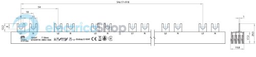Шина живлення IZ 10/4F/18 (10мм2, 4P, 0,965м, Fork, 18mod.) ETI 2921295