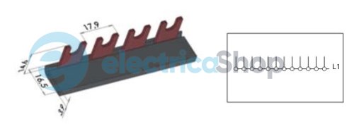 Шина живлення IZ 16/1F/12/L (16мм2, 1P, 0.21м, Fork, 12mod., кутова) ETI 2921060