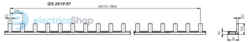 Шина живлення IZS 25/1F/57 (25мм2, 1P, 1.01м, Pin, 57mod.)_(57xETIMAT) ETI 2921290