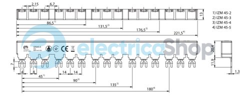 Соединительная шина изолированная IZM45-4 (4хМРЕ (до 40А) или 4хMS) ETI 2921300