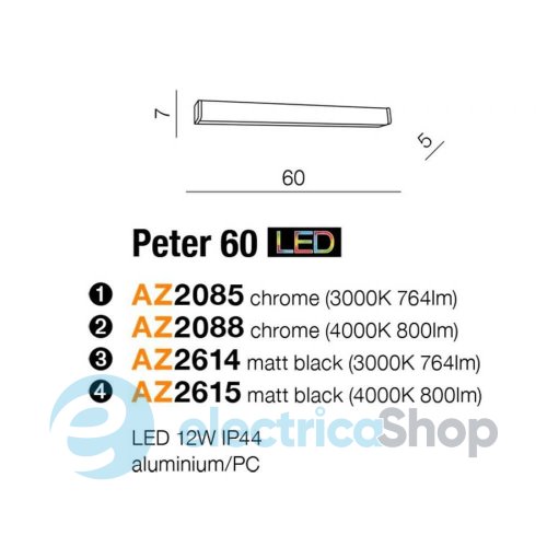 Настенный светильник Peter 60 4000 (matt black) Azzardo AZ2615