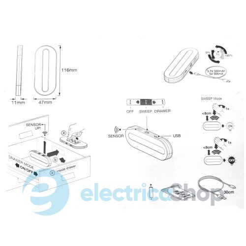 Светильник-ночник с аккумулятором LEDVANCE Linear LED Mobile IR USB Sensor White 4058075399747