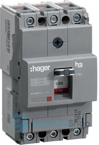 Автоматичний вимикач h160 3-полюси 18kA 100A Hager HDA100L