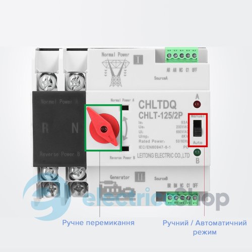 Автоматический ввод резервного питания 2Р 125A/230V CHLTDQ