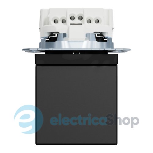 Механізм розетки SCHUKO з кришкою, Merten System M, Ocean Plastic MEG2311-0403, матовий чорний