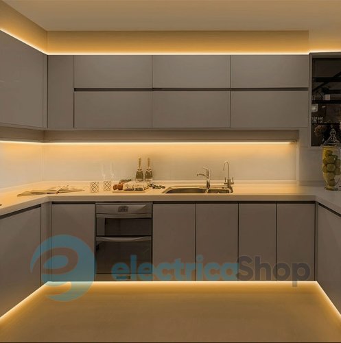 Лента cветодиодная 120 Led/m 3000K 12V, 9,6Вт, IP20 CRI80 RISHANG 2835-120-IP20-WW-8-12 RV08C0TA-A (19546) тёплый свет
