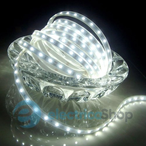 Стрічка світлодіодна 120 Led/m 6500K 12V, 8.6Вт, IP65 CRI80 e-pcb RISHANG 2835-120-IP65-CWd-8-12 RN68C0TA-B (7743) холодне світло