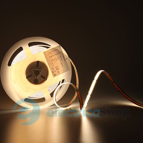 Стрічка світлодіодна 320 Led/m 5000K 24V, 10Вт/м., IP20 CRI90 RISHANG COB-320-IP20-NW-8-24 RM0801EC-A (18865) нейтральне світло