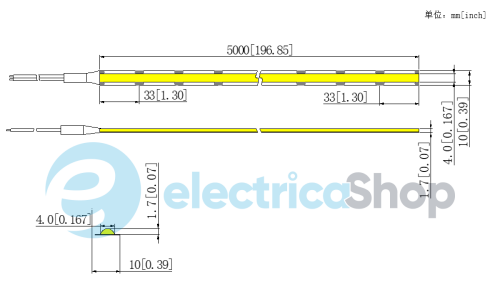 Стрічка світлодіодна 720 Led/m 5000K 24V, 20Вт/м., IP20 CRI90 RISHANG COB-720-IP20-NW-10-24 RM0003EC-A-T (20494) нейтральне світло