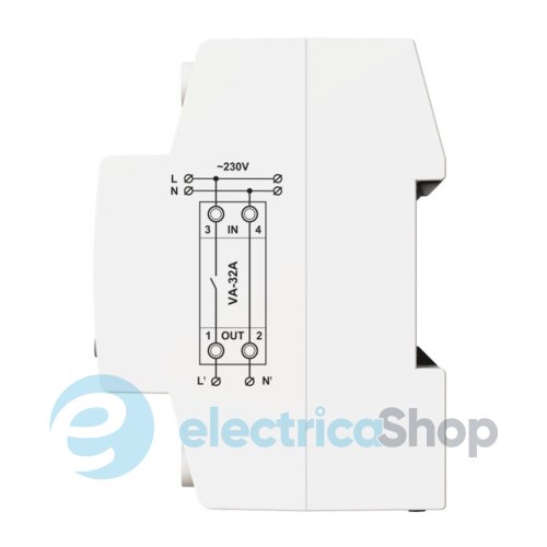 Реле напряжения с контролем по току 1ф. 32А (max 40A) VА-32A M2W DigiTOP, с термозащитой, белая индикация