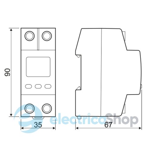 Реле напряжения с контролем по току 1ф. 50А (max 63A) VА-50A M2W DigiTOP, с термозащитой, белая индикация