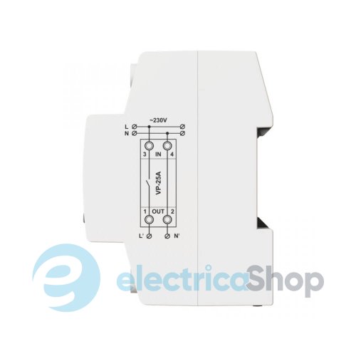 Реле напруги 1ф. 25А, DIN, VP-25A M2W DigiTOP білий індикатор