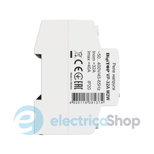 Реле напряжения 1ф. 32А VP-32A M2W DigiTOP, DIN, белый индикатор