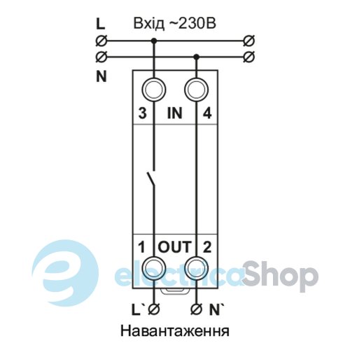 Реле напруги 1ф. 25А, DIN, VP-25A M2W DigiTOP білий індикатор