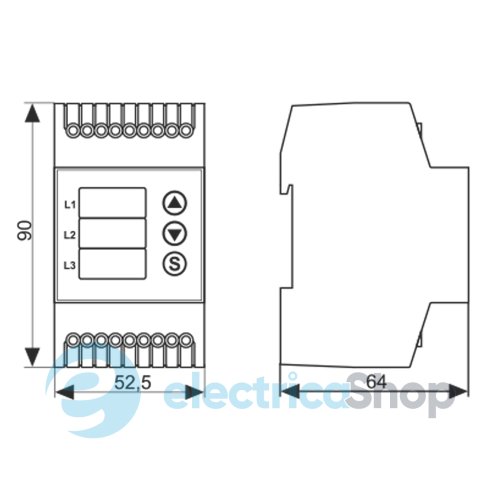 Реле напруги 3ф. 1ПК 6А DigiTop VP-380V DIN