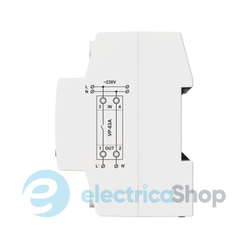 Реле напруги 1ф. 63А, DIN, VP-63A M2W DigiTOP білий індикатор