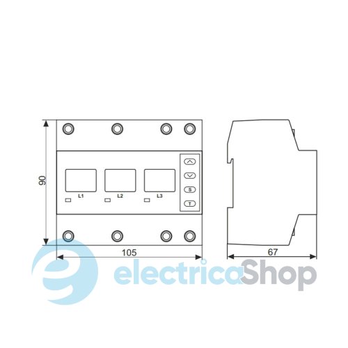 Переключатель фаз 1ф/3ф 40А DigiTOP PS-40A M6R, красный индикатор