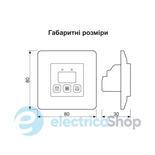 Терморегулятор TS-1F DigiTOP +5…+40, 230V/16А, вбудований монтаж