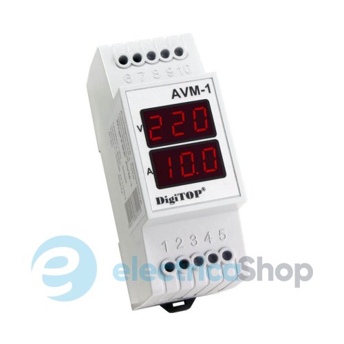 Амперметр-вольтметр AVM-1 DigiTOP 1ф. (1А … 63А / 40V~ … 400V~, DIN)