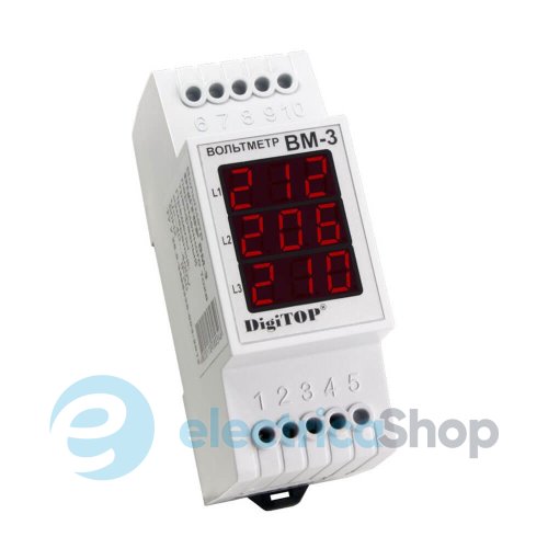 Вольтметр 3ф. ВМ-3 DigiTOP 40V~ … 400V~, DIN
