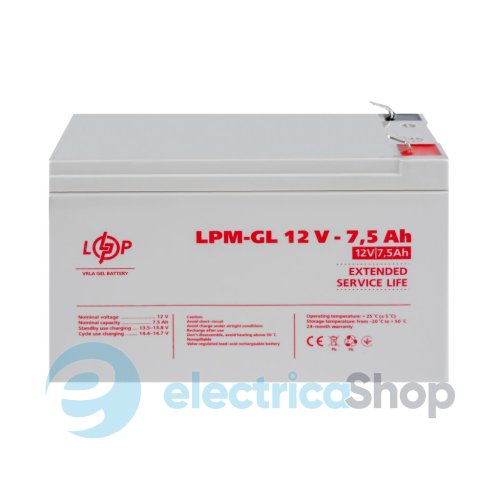 Акумулятор гелевий LPM-GL 12V - 7.5 Ah