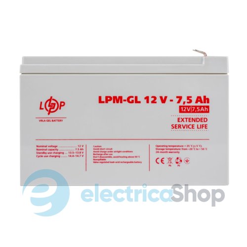 Акумулятор гелевий LPM-GL 12V - 7.5 Ah