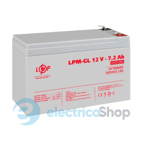 Акумулятор гелевий LPM-GL 12V - 7.2 Ah