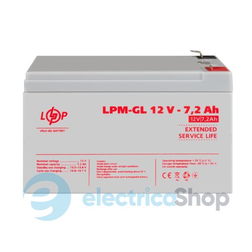 Акумулятор гелевий LPM-GL 12V - 7.2 Ah