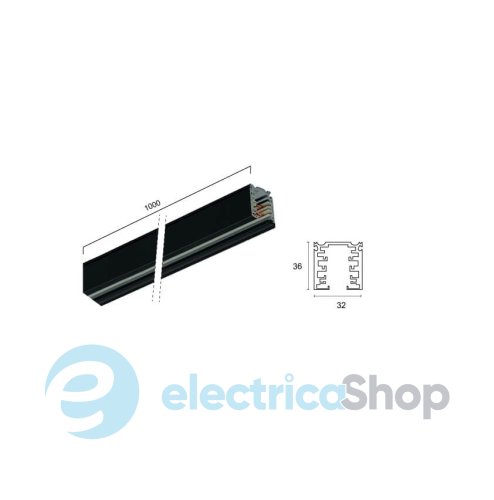 Трековый шинопровод Viokef Trackline Track Rail Black 3-Circuits 1м 02/0001-1