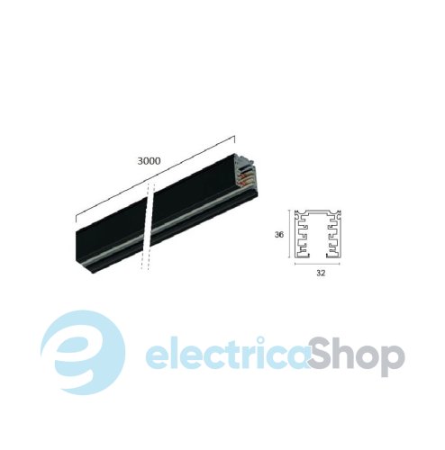 Трековый шинопровод Viokef Trackline Track Rail Black 3-Circuits 3м 02/0001-3