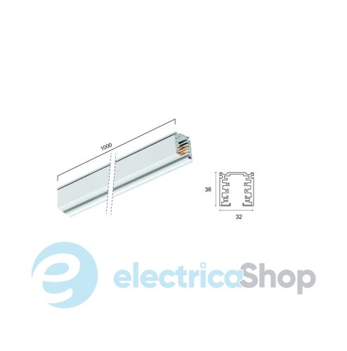 Трековый шинопровод Viokef Trackline Track Rail White 3-Circuits 1м 02/0006-1