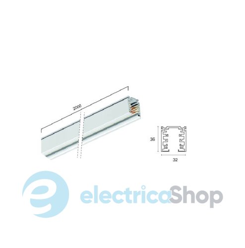 Трековий шинопровід Viokef Trackline Track Rail White 3-Circuits 2м 02/0006-2