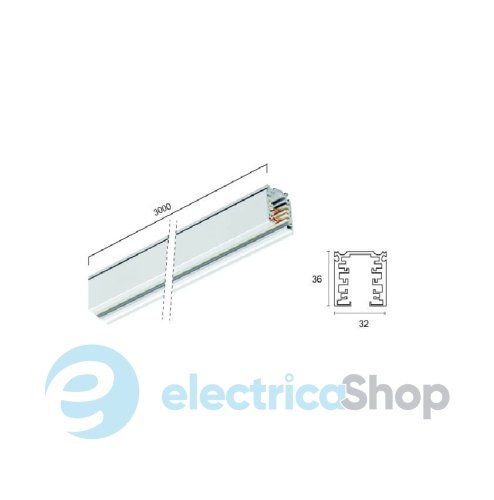 Трековий шинопровід Viokef Trackline Track Rail White 3-Circuits 3м 02/0006-3