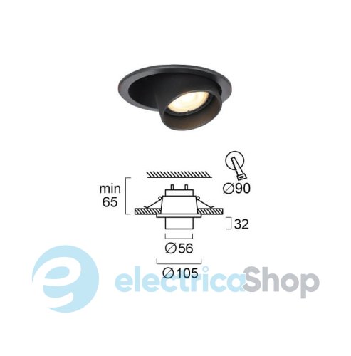 Точковий світильник вбудований Viokef TONI Recessed Spot Black 4298901