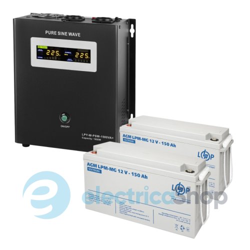 Комплект резервного живлення LogicPower ДБЖ 12V+ мультигелева батарея (UPS W1500 + АКБ MG 3600Wh)