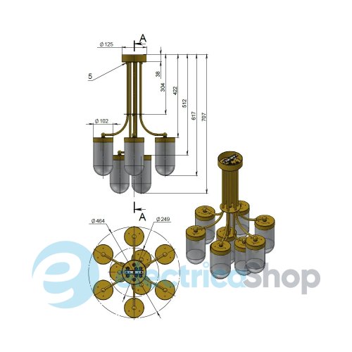 Люстра PikArt Subway Stone 9 (31535)