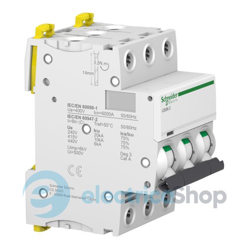 Автоматический выключатель iC60N 3P 40A, C, SE Acti9 A9F79340