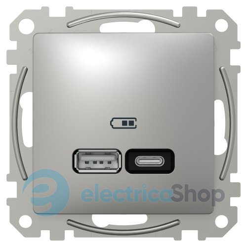 USB-розетка тип A+C 21 Вт. Sedna Design SE SDD113405, алюминий